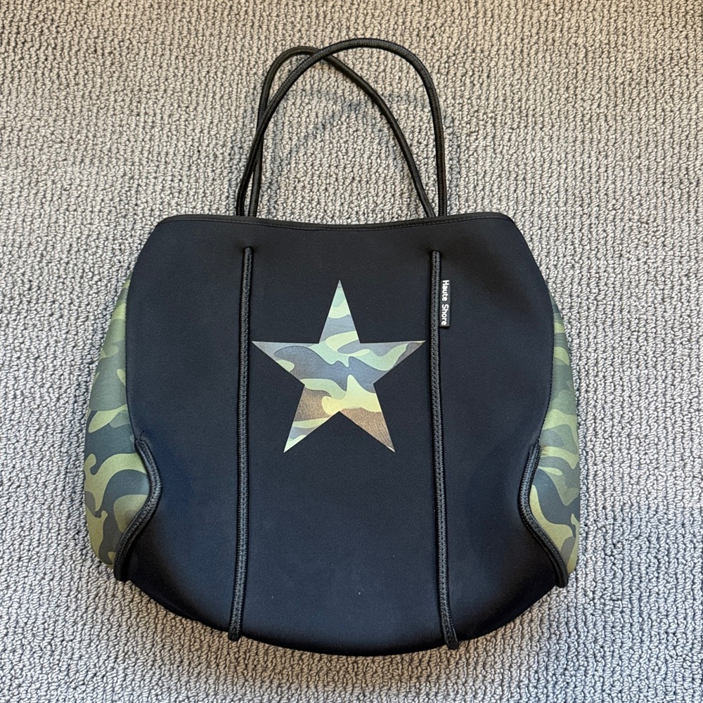 Haute Shore Black Tote Bag with Camouflage Star